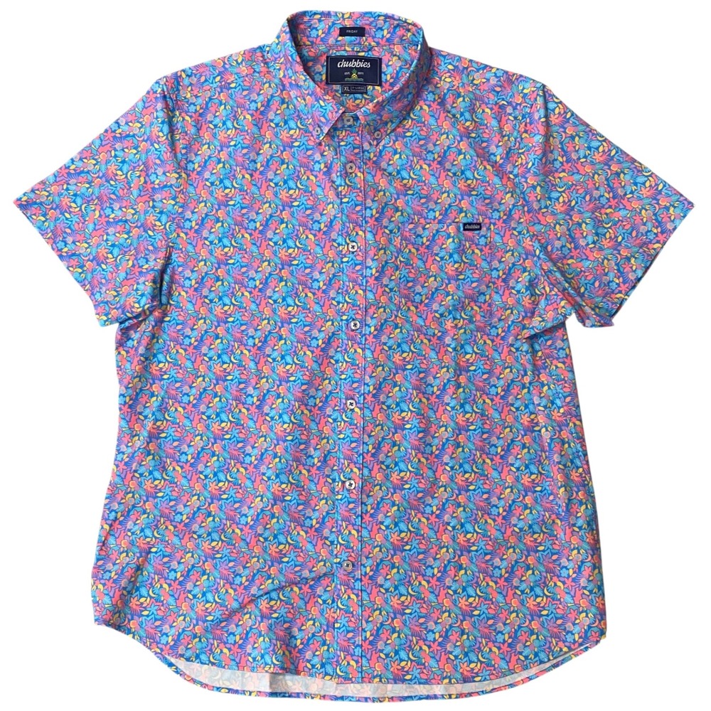 Chubbies Mens Friday Short Sleeve Tropical Floral Stretch Shirt Size XL